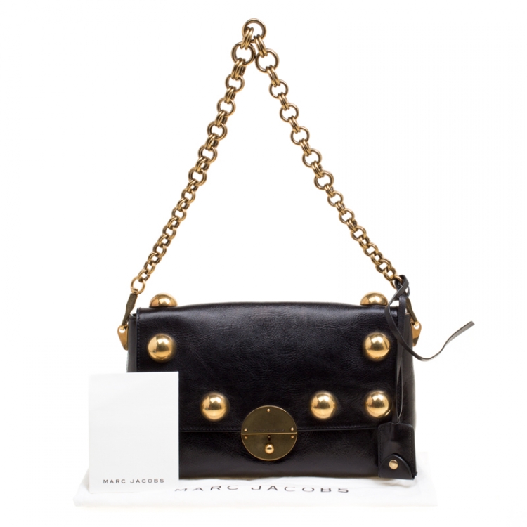 Pre Owned Marc Jacobs Black Leather Small Studded Gotham Shoulder Bag