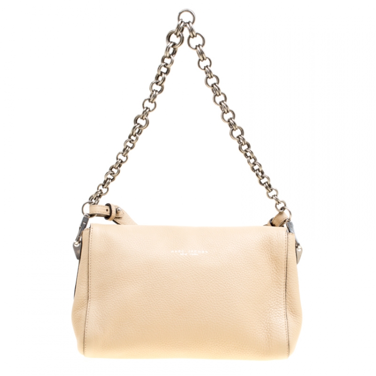 Pre Owned Marc Jacobs Beige Pebbled Leather Small Big Apple Gotham Shoulder Bag