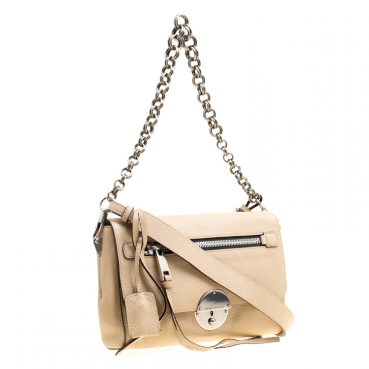 Pre Owned Marc Jacobs Beige Pebbled Leather Small Big Apple Gotham Shoulder Bag