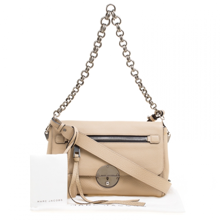 Pre Owned Marc Jacobs Beige Pebbled Leather Small Big Apple Gotham Shoulder Bag