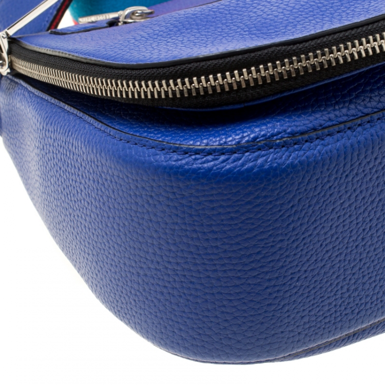 Pre Owned Marc Jacobs Blue Leather Recruit Nomad Saddle Shoulder Bag