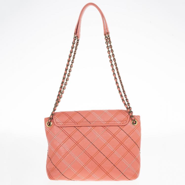 Pre Owned Marc Jacobs Multicolor Stitched Detail Logo Imprinted Shoulder Bag