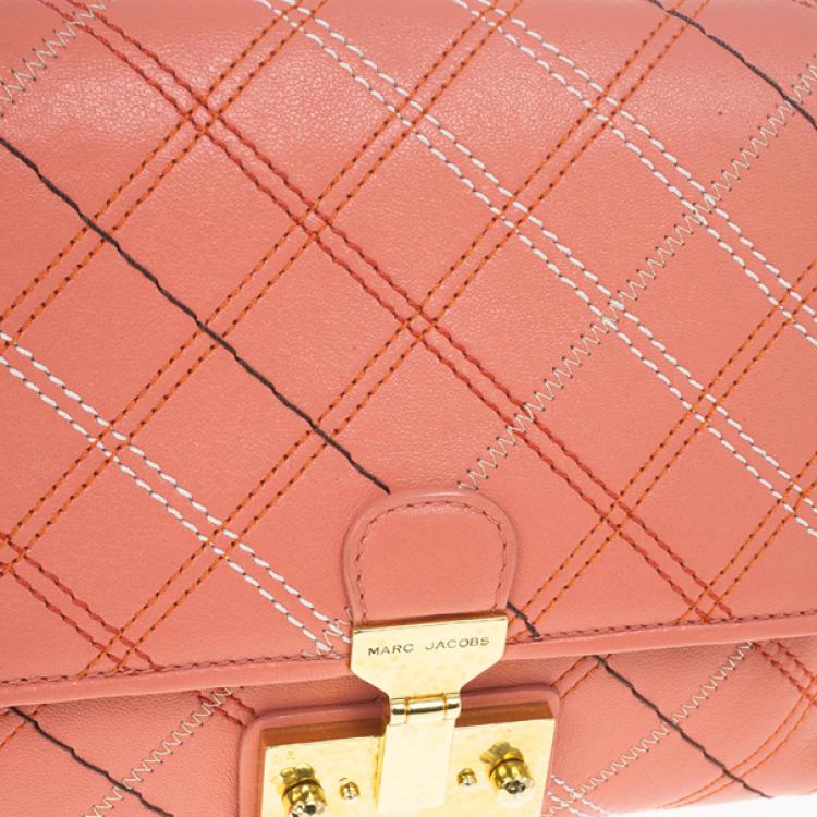 Pre Owned Marc Jacobs Multicolor Stitched Detail Logo Imprinted Shoulder Bag