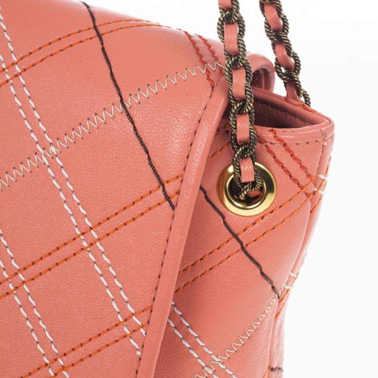 Pre Owned Marc Jacobs Multicolor Stitched Detail Logo Imprinted Shoulder Bag