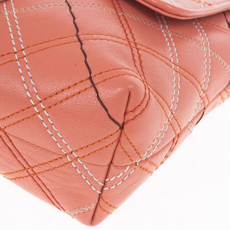 Pre Owned Marc Jacobs Multicolor Stitched Detail Logo Imprinted Shoulder Bag