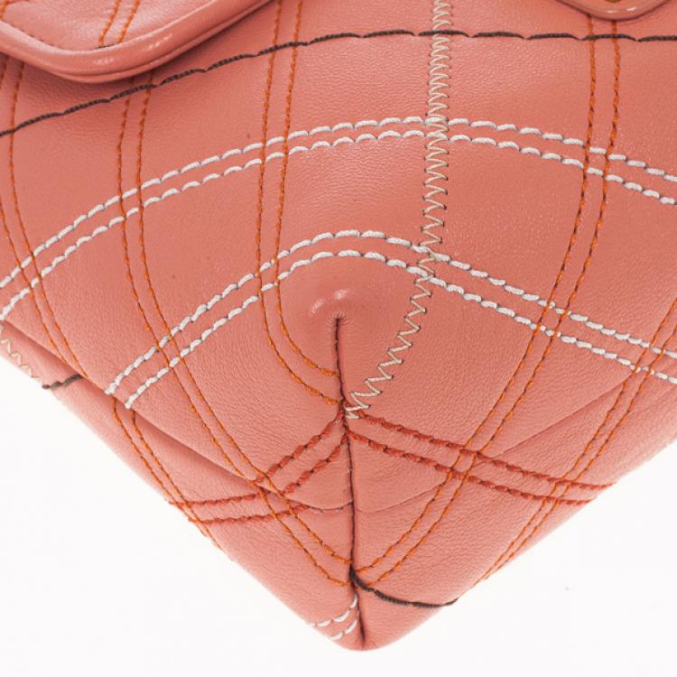 Pre Owned Marc Jacobs Multicolor Stitched Detail Logo Imprinted Shoulder Bag