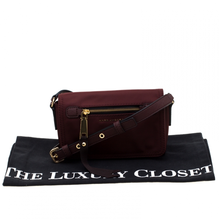 Pre Owned Marc Jacobs Burgundy Nylon Small Trooper Crossbody Bag