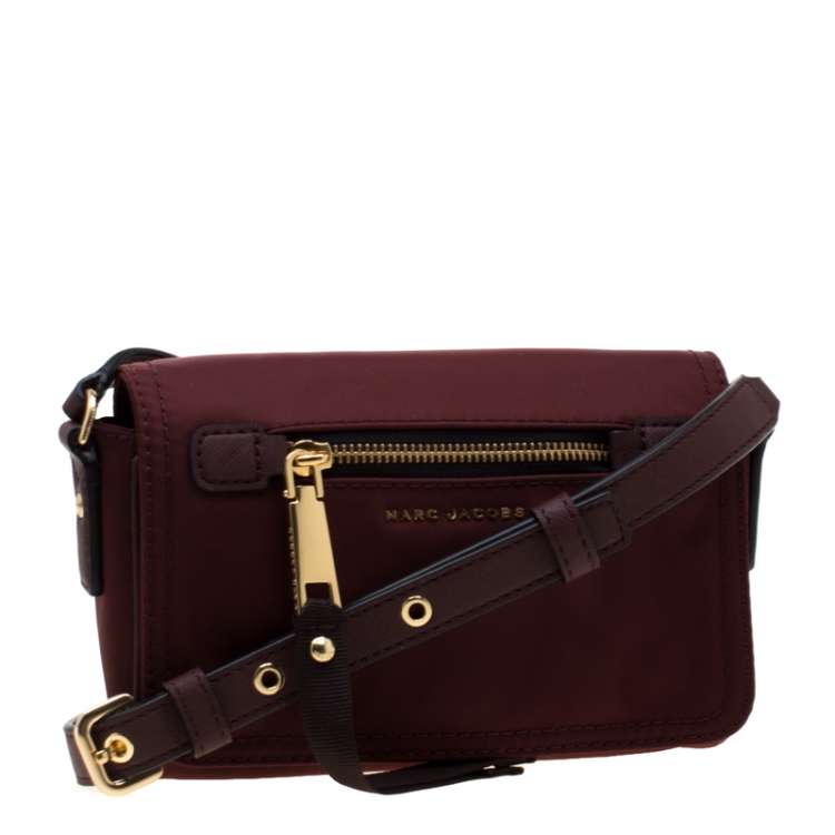 Pre Owned Marc Jacobs Burgundy Nylon Small Trooper Crossbody Bag