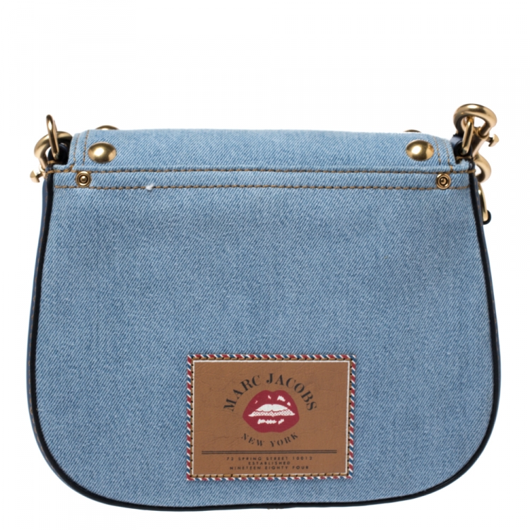 مملوكة مسبقًا Marc Jacobs Blue Denim and Leather Small Studded Nomad Crossbody Bag