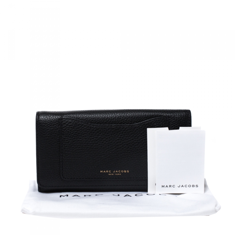 Pre Owned Marc Jacobs Black Leather Continental Flap Wallet