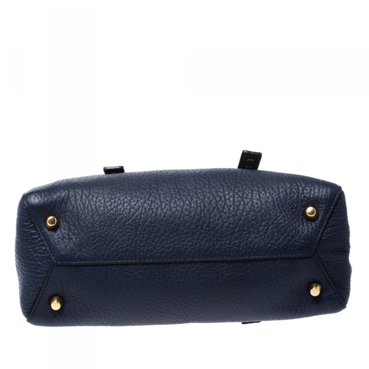 Pre Owned Marc Jacobs Midnight Blue Leather Mini T Studded Tote