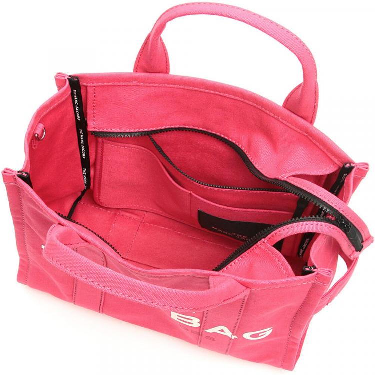 Pre Owned Marc Jacobs Bright Pink Leather The Small Traveler Tote Bag