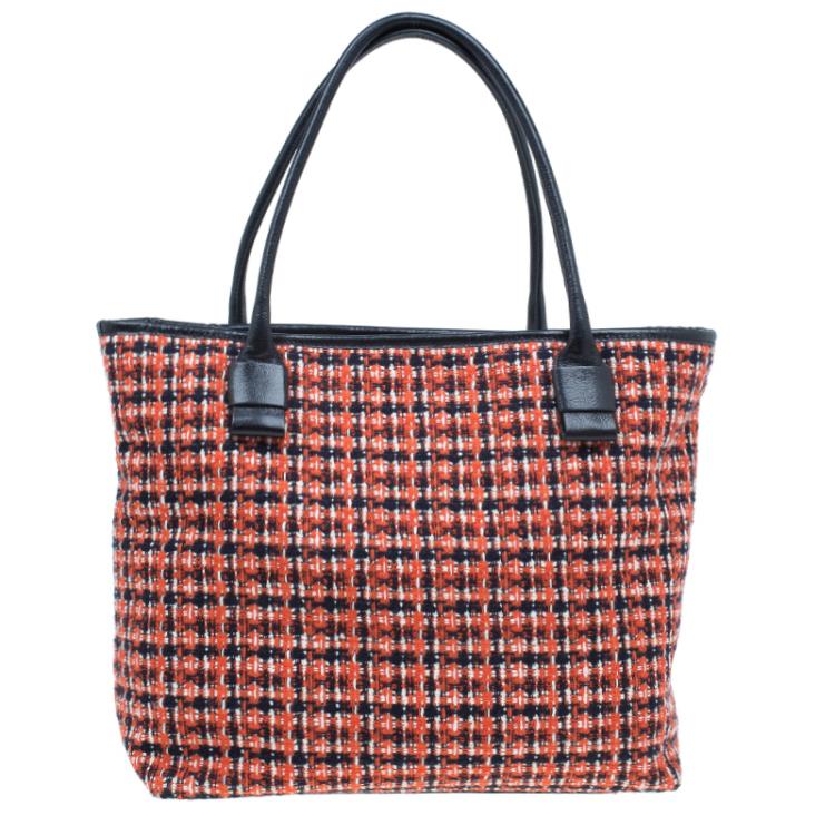 Pre Owned Marc Jacobs Orange Tweed The Hole Tote Bag