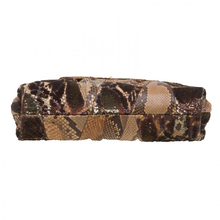 Pre Owned Marc Jacobs Beige Python and Sequins Mae Shoulder Bag