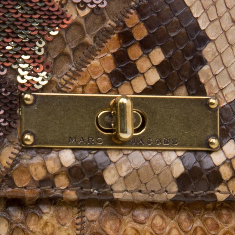 Pre Owned Marc Jacobs Beige Python and Sequins Mae Shoulder Bag