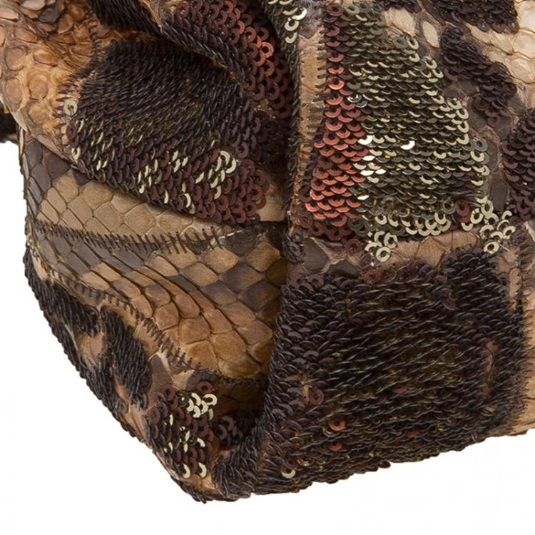 Pre Owned Marc Jacobs Beige Python and Sequins Mae Shoulder Bag