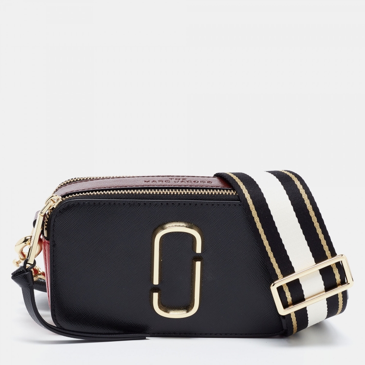Marc Jacobs Black/Brown Leather Snapshot Camera Crossbody Bag Marc