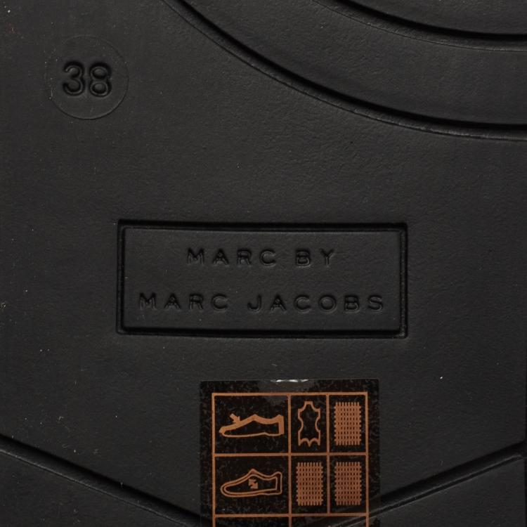 Pre Owned Marc Jacobs Black/Gold Leather and Mesh High Top Sneakers Size 38