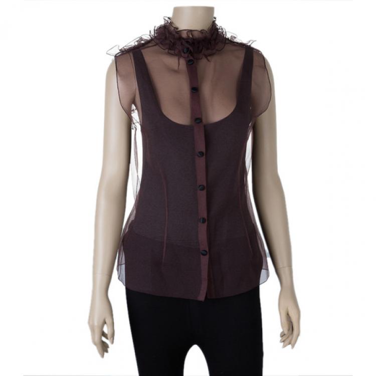 Pre Owned Marc Jacobs Burgundy Ruffle Top M