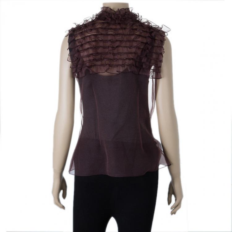 Pre Owned Marc Jacobs Burgundy Ruffle Top M