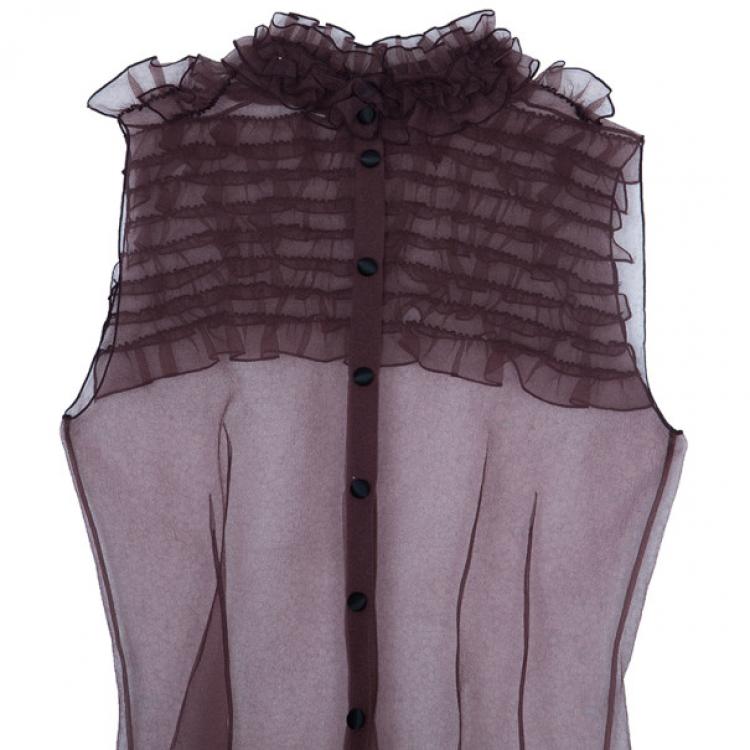 Pre Owned Marc Jacobs Burgundy Ruffle Top M