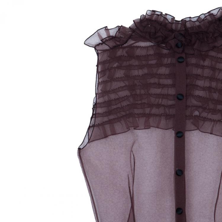 Pre Owned Marc Jacobs Burgundy Ruffle Top M