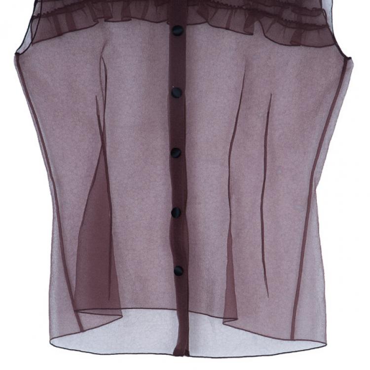 Pre Owned Marc Jacobs Burgundy Ruffle Top M