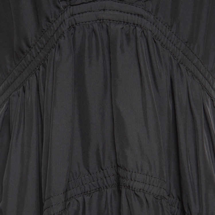 Pre Owned Marc Jacobs Grey Plunge Neck Ruffled Tie Detail Silk Dress S
