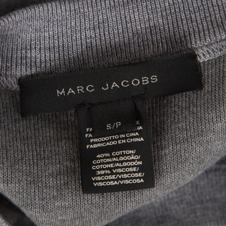 Pre Owned Marc Jacobs Grey Contrast Crochet Collar Detail Sweatshirt S