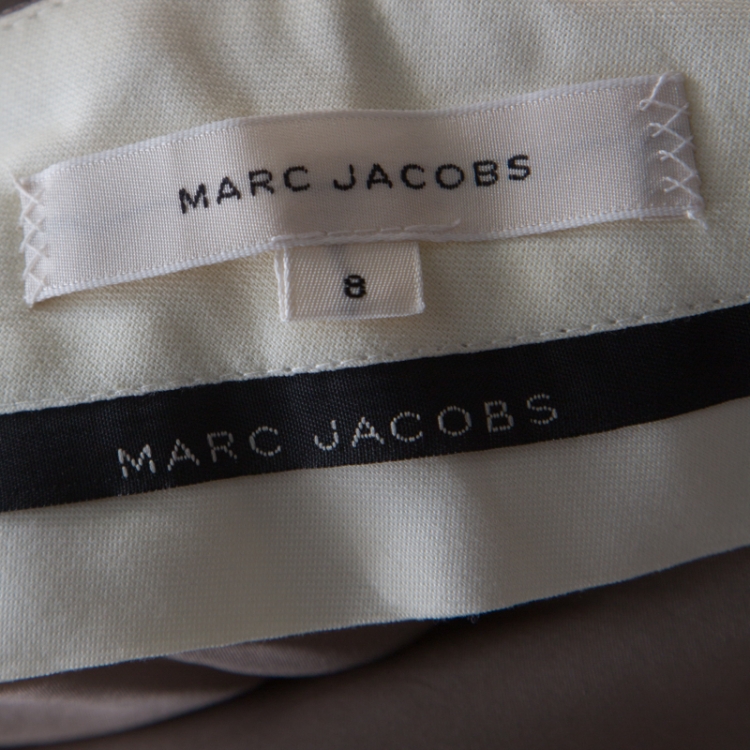 Pre Owned Marc Jacobs Pinstriped Stretch Wool High Waist Flared Trousers M