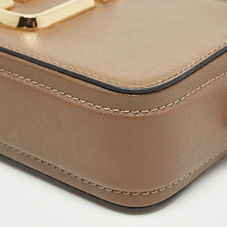 Pre Owned Marc Jacobs Brown/Cream Patent Leather Snapshot Camera Crossbody Bag