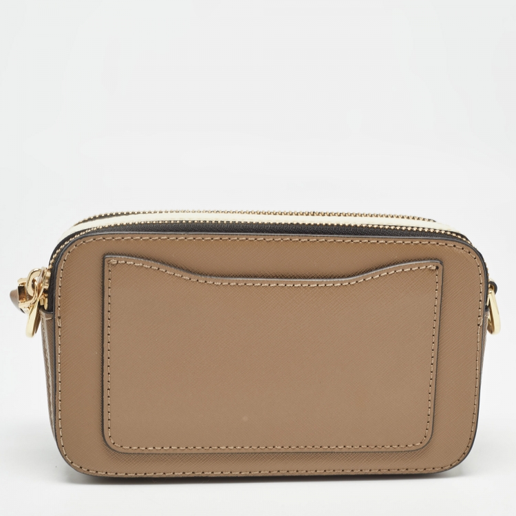 Pre Owned Marc Jacobs Brown/Cream Patent Leather Snapshot Camera Crossbody Bag