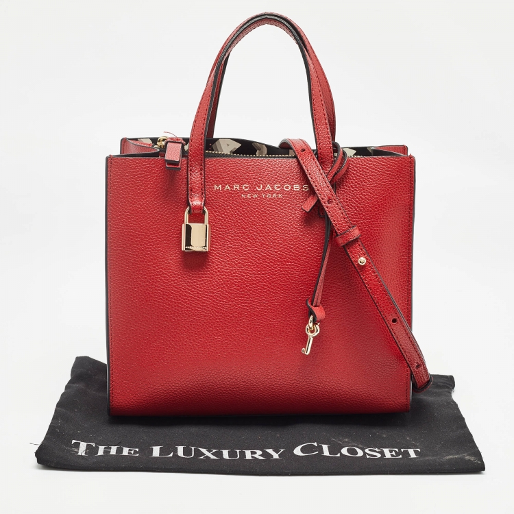 Pre Owned Marc Jacobs Red Leather Mini Grind Tote