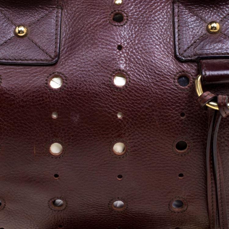 Pre Owned Marc Jacobs Brown Perforated Leather Satchel