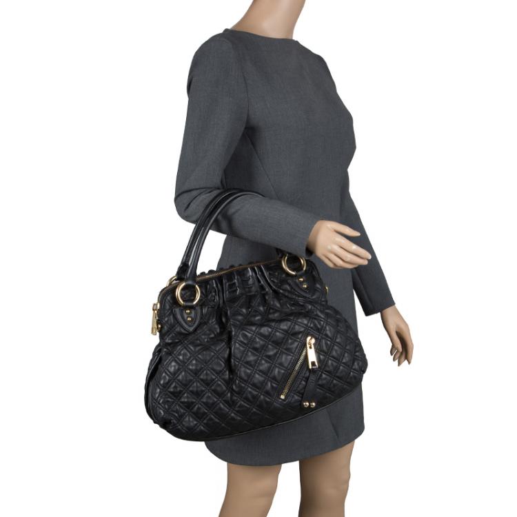 Pre Owned Marc Jacobs Black Quilted Leather Cecilia Satchel
