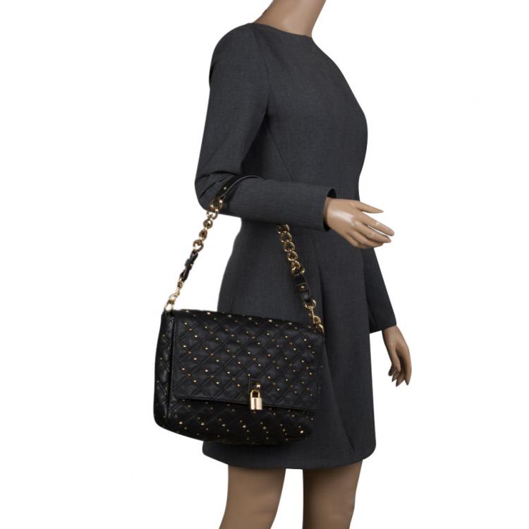 Pre Owned Marc Jacobs Black Leather Stardust Beat Shoulder Bag