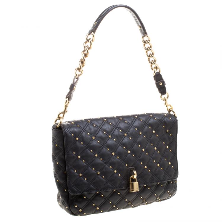 Pre Owned Marc Jacobs Black Leather Stardust Beat Shoulder Bag