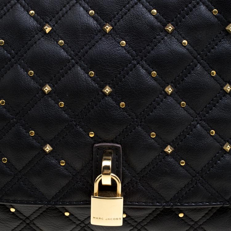 Pre Owned Marc Jacobs Black Leather Stardust Beat Shoulder Bag