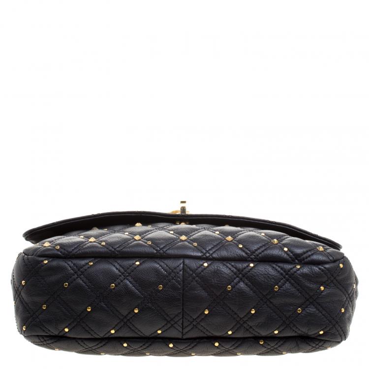 Pre Owned Marc Jacobs Black Leather Stardust Beat Shoulder Bag