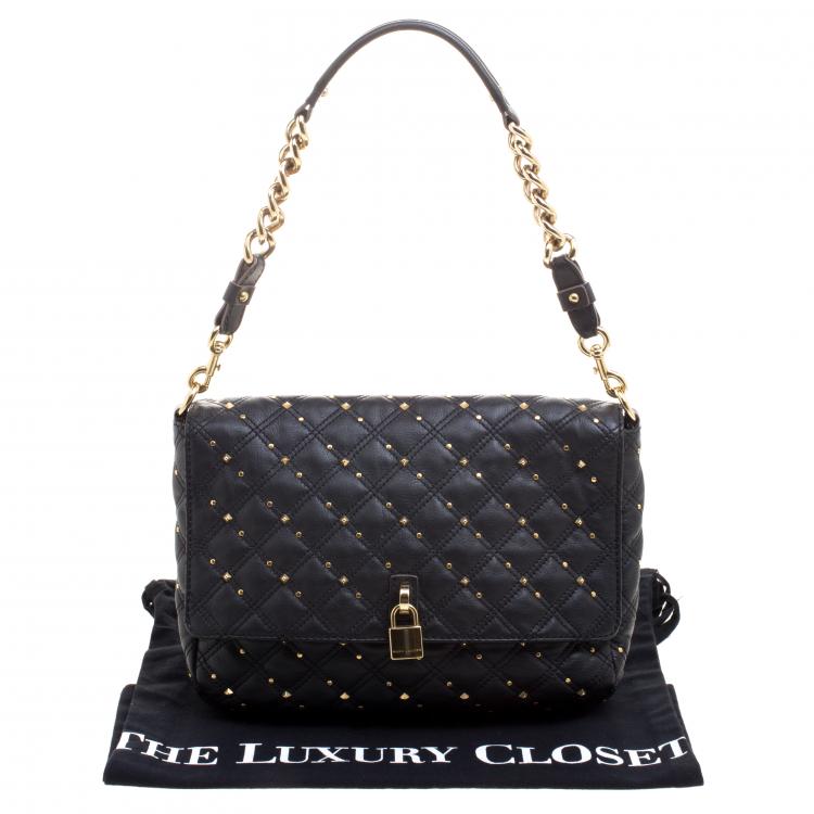Pre Owned Marc Jacobs Black Leather Stardust Beat Shoulder Bag