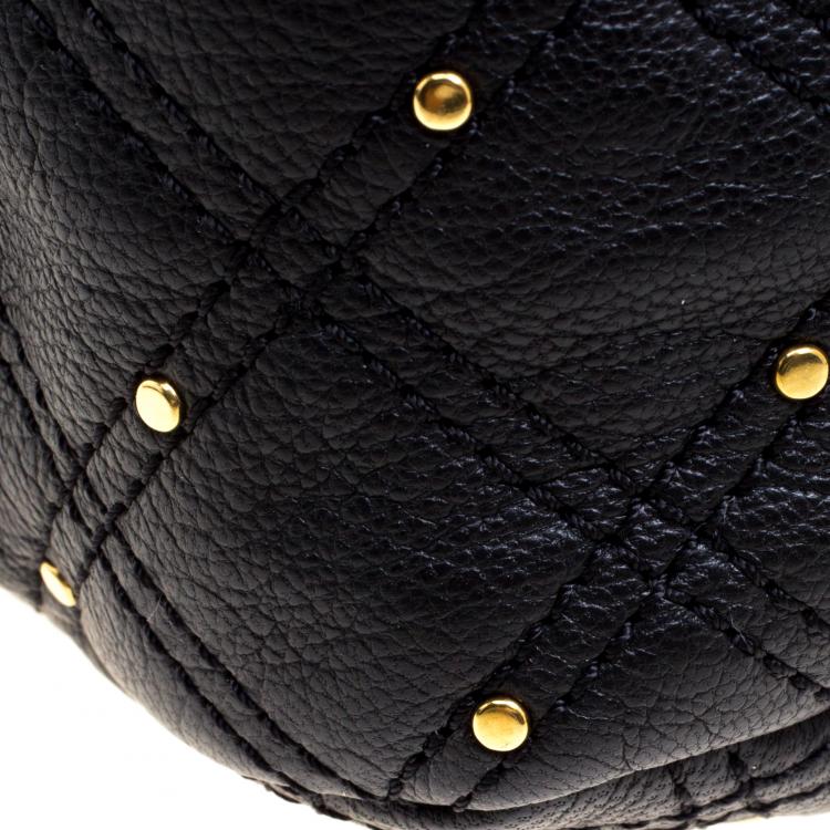 Pre Owned Marc Jacobs Black Leather Stardust Beat Shoulder Bag
