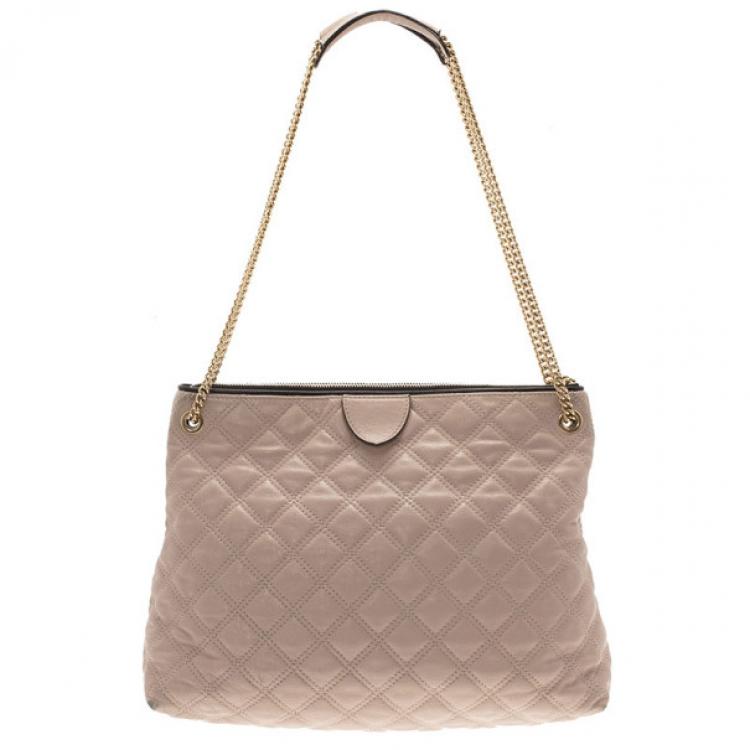 Pre Owned Marc Jacobs Nude Leather Quilted Shoulder Bag