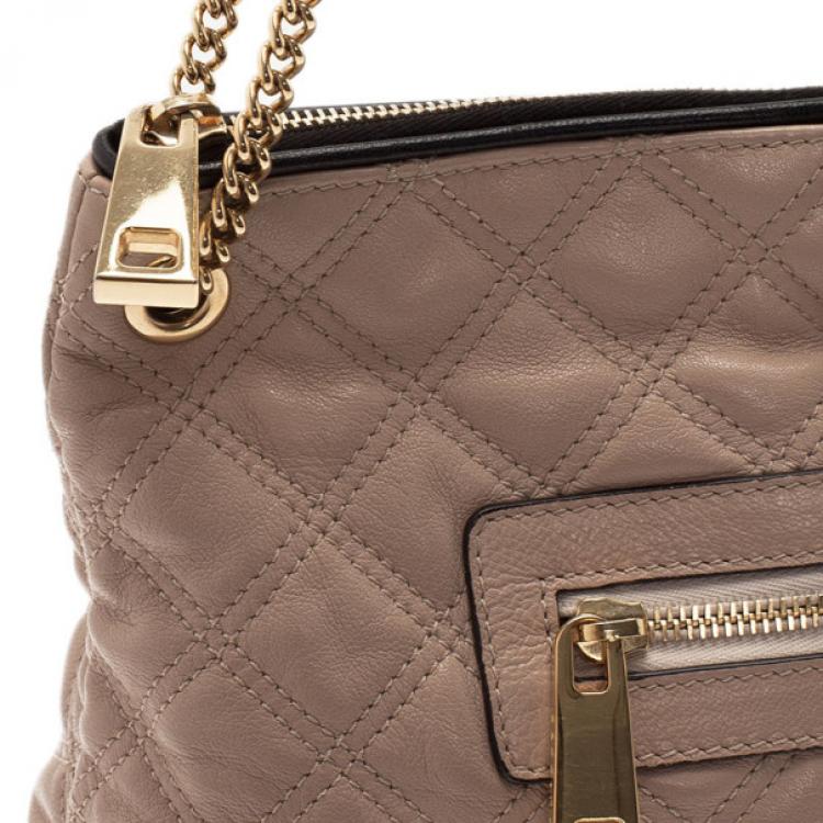 Pre Owned Marc Jacobs Nude Leather Quilted Shoulder Bag