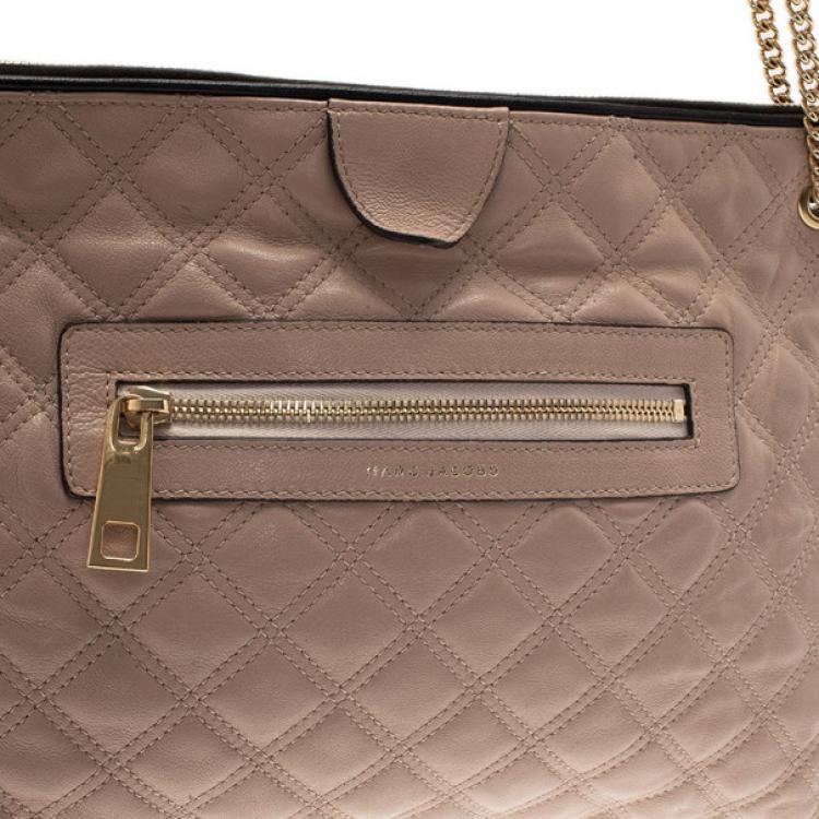 Pre Owned Marc Jacobs Nude Leather Quilted Shoulder Bag