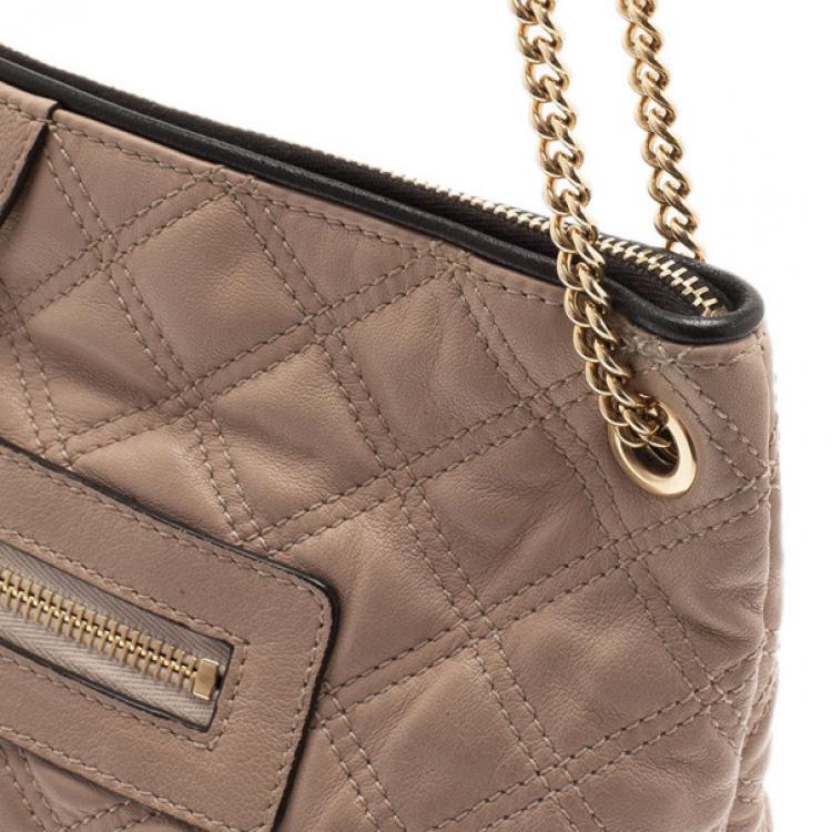 Pre Owned Marc Jacobs Nude Leather Quilted Shoulder Bag