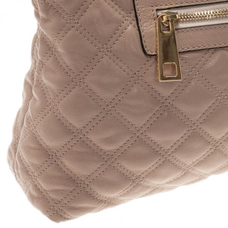 Pre Owned Marc Jacobs Nude Leather Quilted Shoulder Bag