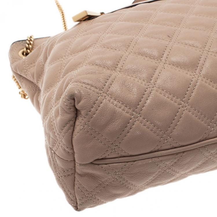Pre Owned Marc Jacobs Nude Leather Quilted Shoulder Bag