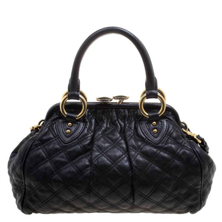 Pre Owned Marc Jacobs Black Quilted Leather Mini Stam Satchel
