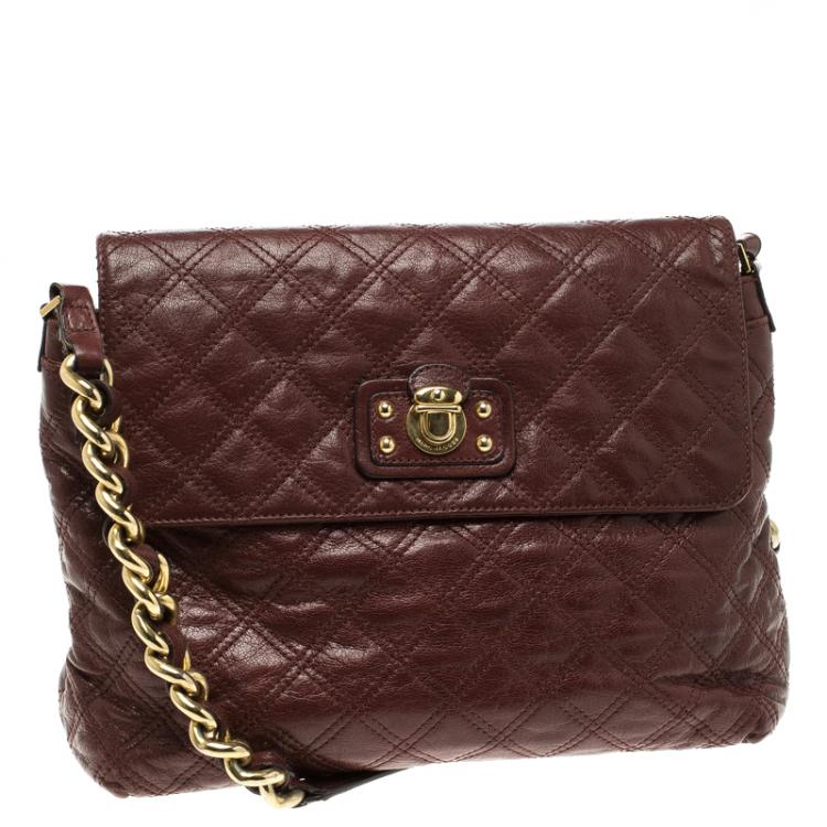 Pre Owned Marc Jacobs Burgundy Quilted Leather The XL Shoulder Bag