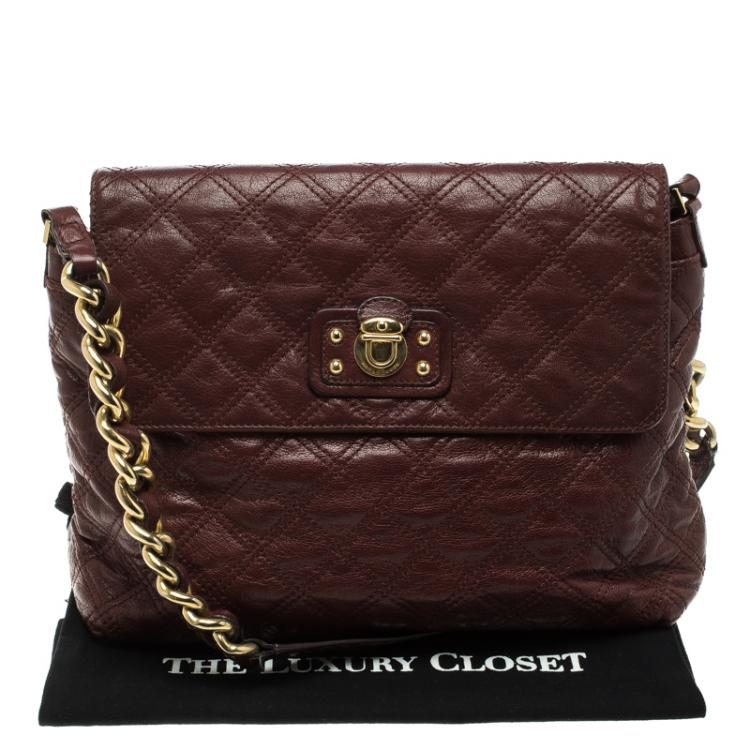 Pre Owned Marc Jacobs Burgundy Quilted Leather The XL Shoulder Bag